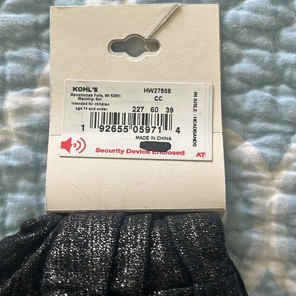 SO Girls Black Shimmer Wide Headband/Wrap - Picture 2 of 10